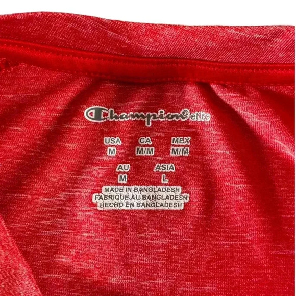 Champion Men's Medium Red Wisconsin Badgers Short Sleeve Polytester T-Shirt - Picture 4 of 11